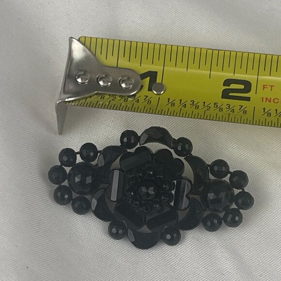 Antique Victorian Mourning Pin Brooch With Black Jet Glass Beads Victorian mourn - Picture 7 of 7